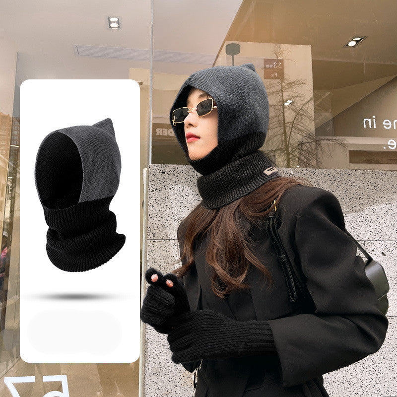 Women's Fashion Collision Color Splicing Warm Woolen Hat