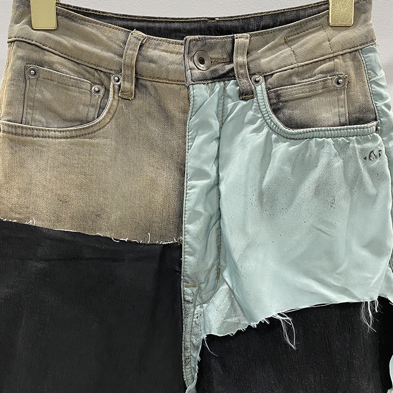 Men's And Women's Patchwork Coated Personalized Jeans