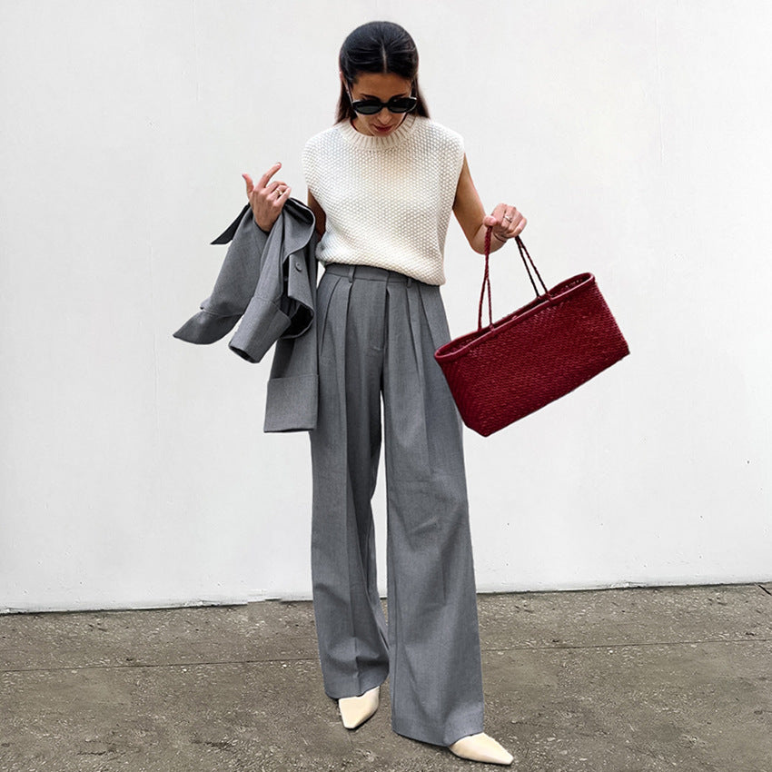 High Waist Straight Suit Pants European And American Women's Clothing