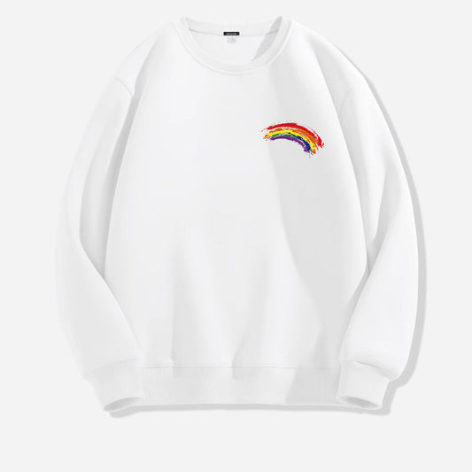 Langærmet ensfarvet regnbueprintet sweater til kvinder