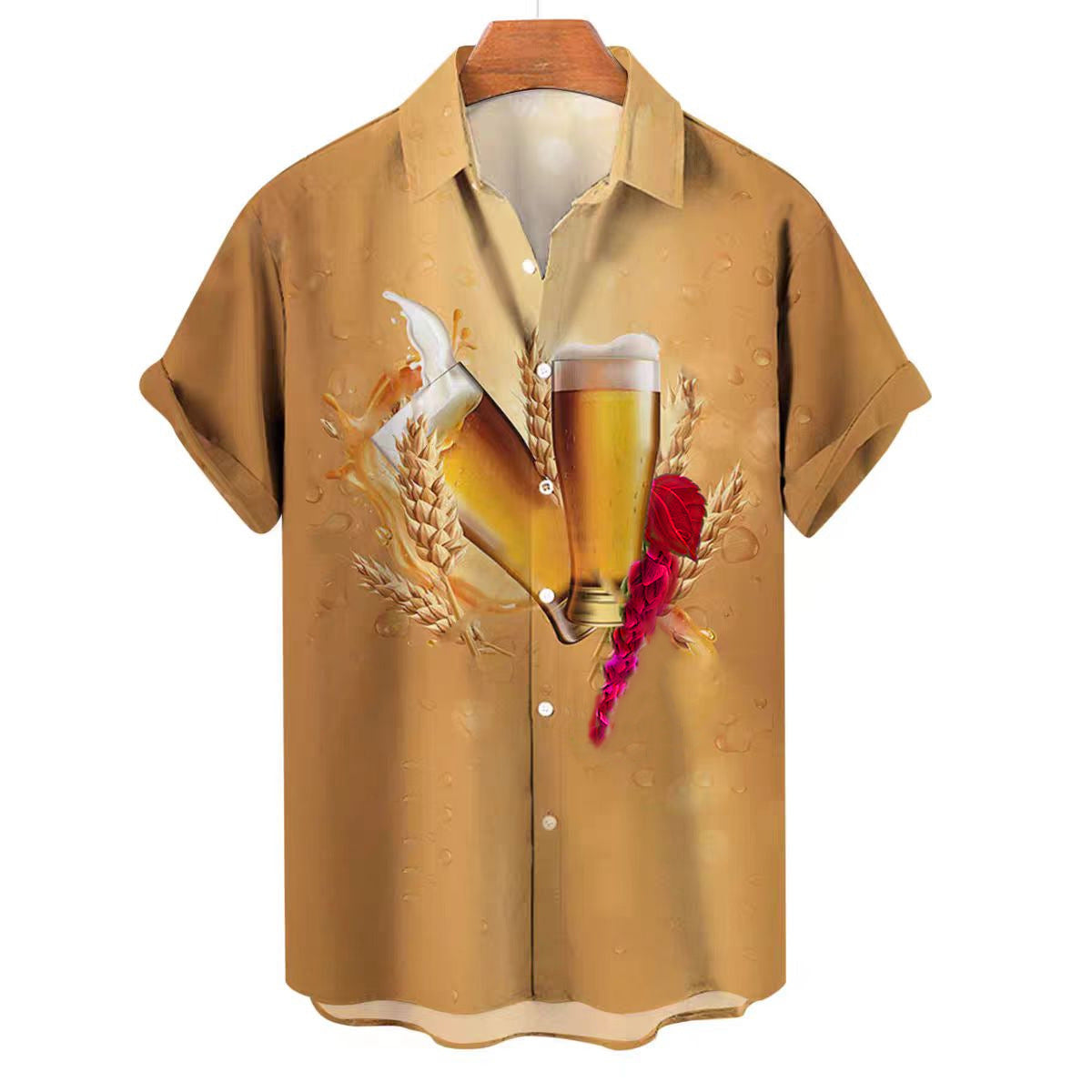 Printed Short Sleeve Shirt Men Hawaii