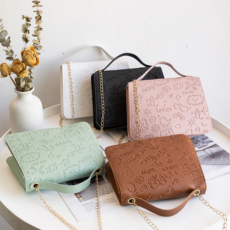 Præget Crossbody Håndtaske til Kvinder med Kæde