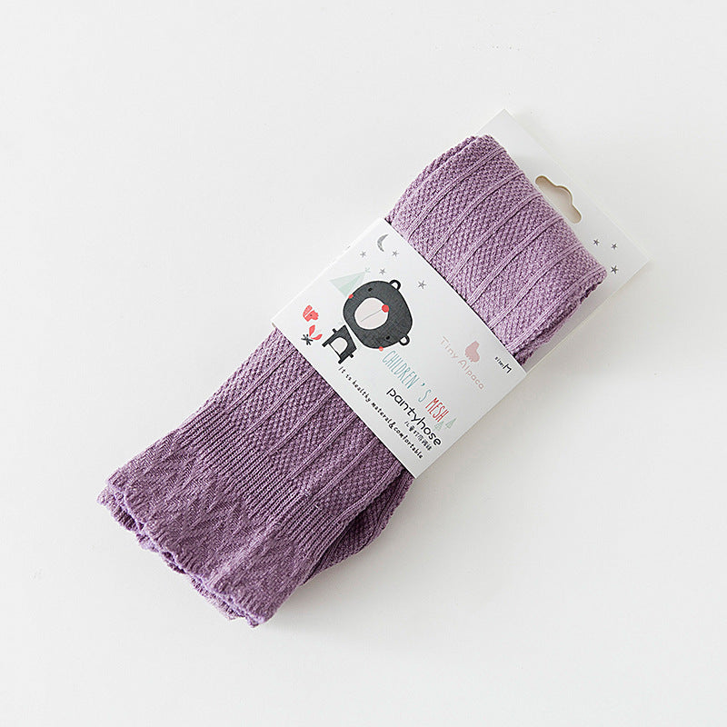 Children's Stitching Knit Socks Cropped Trousers Vertical Strips