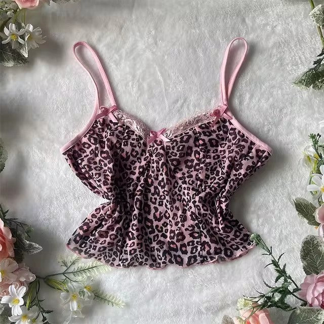 Sexet Hot Pige Leopardprint Slank Sling Dame Top
