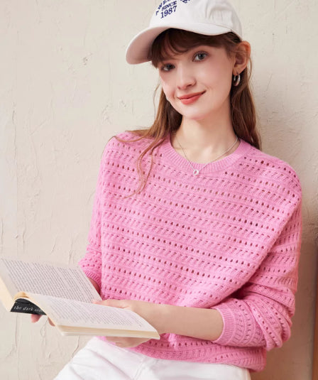 New FallWinter Hollowed-Out Merino Wool Womens Sweater