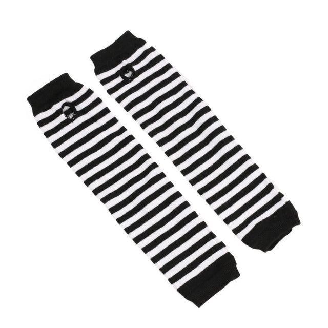 Women Fashion Lady Striped Elbow Gloves Warmer Knitted Long