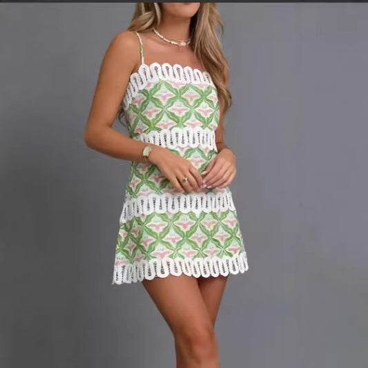 Personality-fringed Spaghetti-strap Tube-top Slim-fit Linen Dress