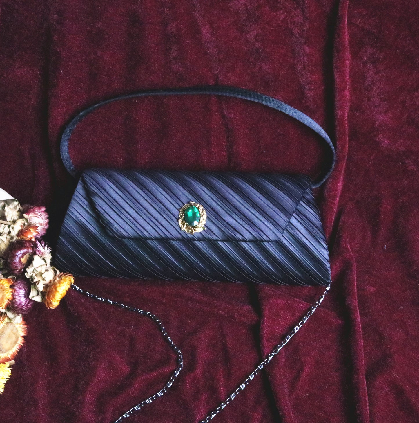 Vintage Antique Bag With Drill Hand Carrying Chain Crossbody Shoulder