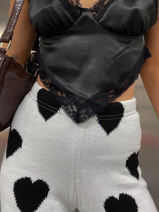 Black Heart Trendy Trousers Loose Straight
