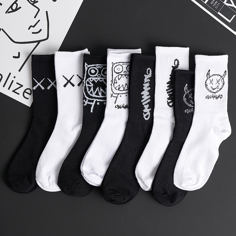 Spring And Autumn Sports Graffiti Men's Basketball Socks