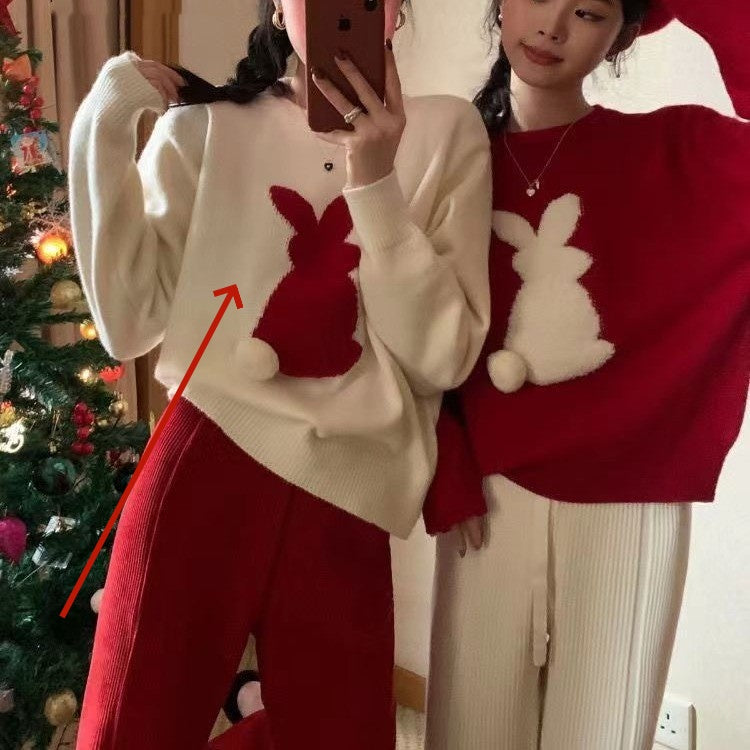 Cute Jacquard Christmas Knitted Sweater For Women