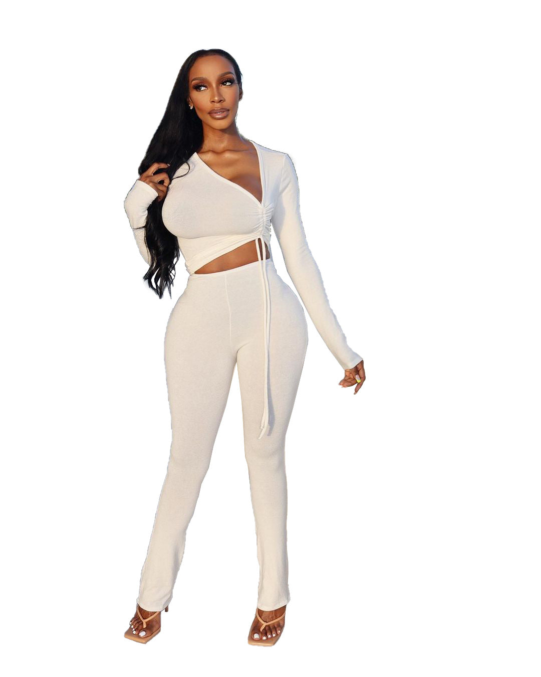 Women's Clothing Fashion Irregular Collar Drawstring Two-piece Suit