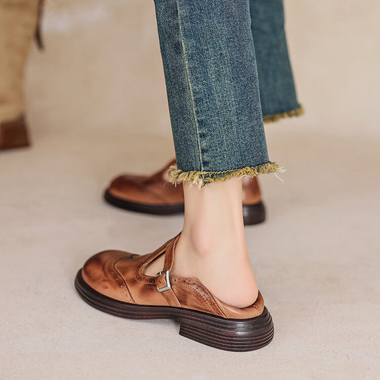 Fashion Women's Flat British Style Leather Shoes
