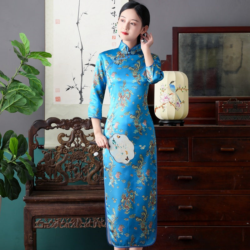 Retro Long Cap Sleeve Performance Dress For Summer