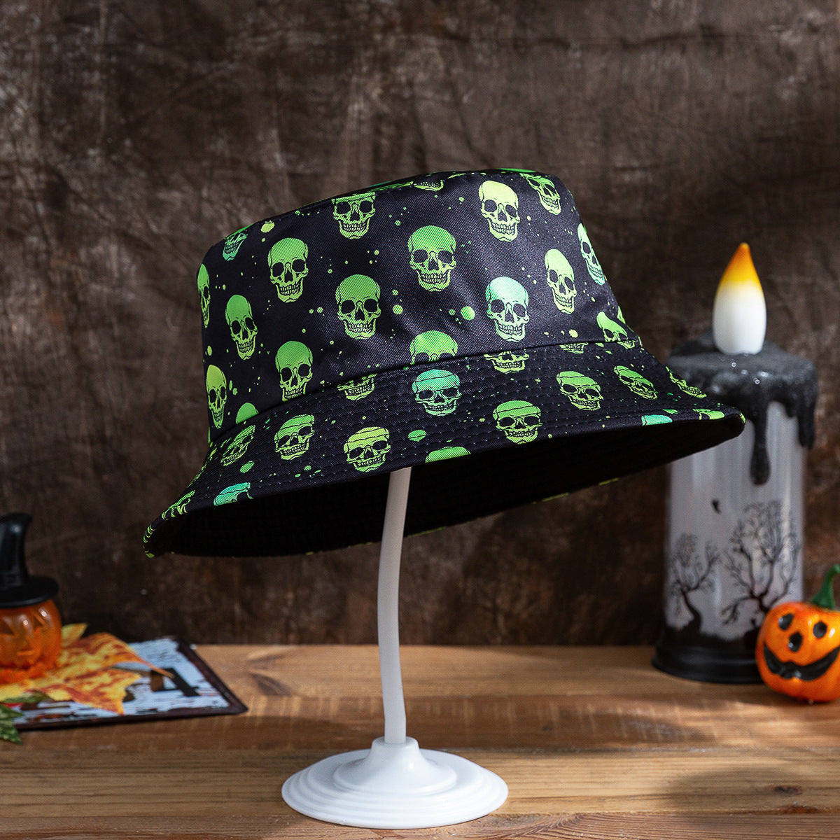 Halloween Funny Bat Pumpkin Ghost Reversible Fisherman Hat