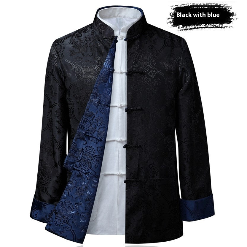 Men's Tang Suit Spring And Autumn Thin Coat Double-sided Wear