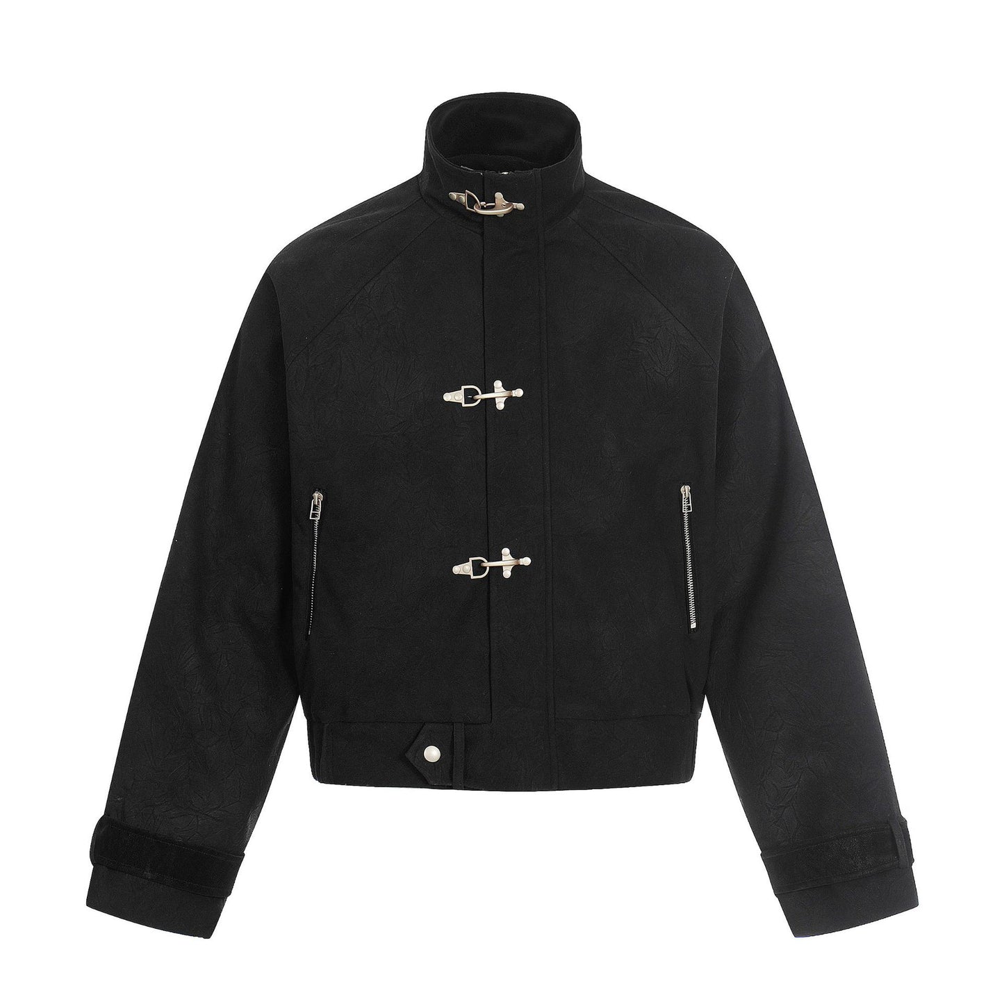 Retro Airplane-buckle Stand-up Collar Short Casual Jacket