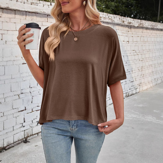 Women's Oversized Batwing Sleeve Twisted Short-sleeved T-shirt