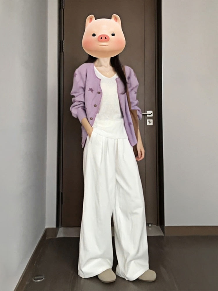 Autumn New Purple Knitted Outerwear Cardigan Top