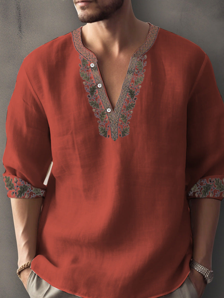 Digital Printing Bamboo Linen Long Sleeve European And American