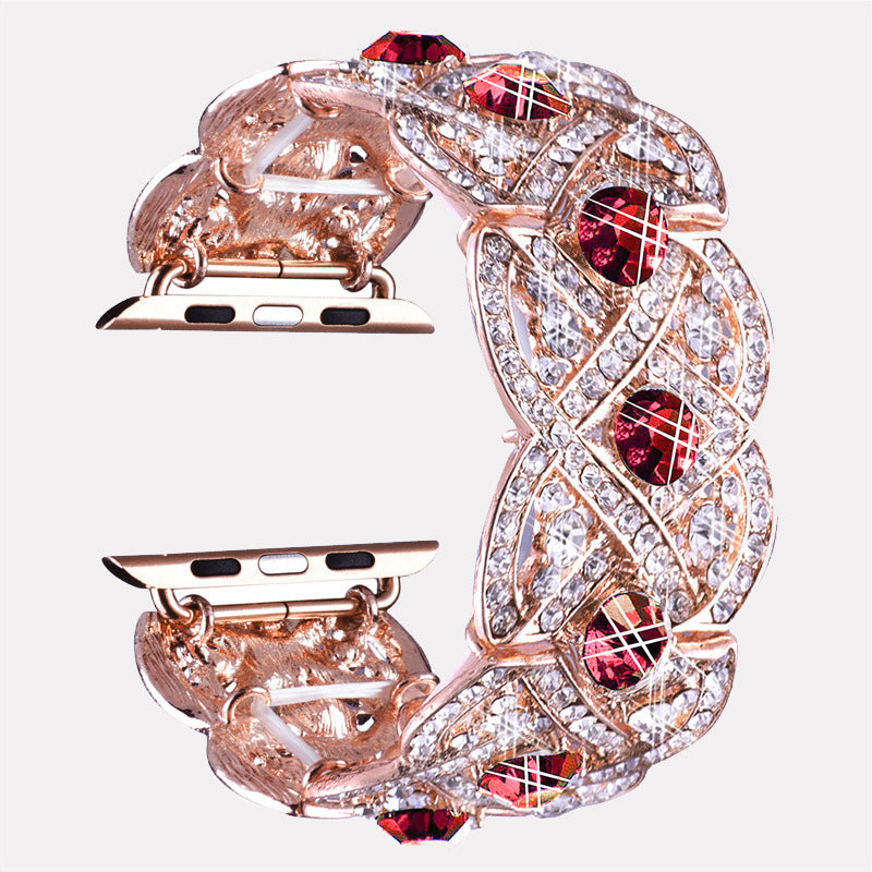 Series Four Petal Flower Metal Diamond Watch Band 8 7 6 SE 5 4 3