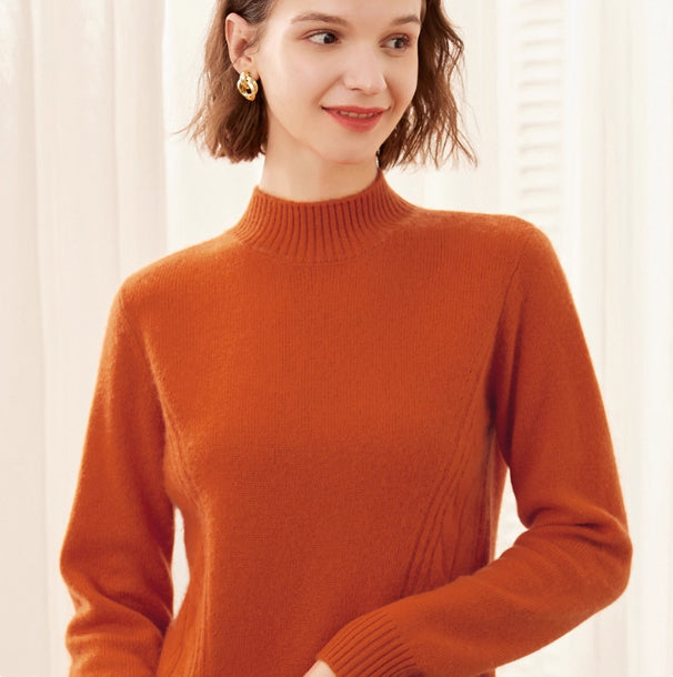 Thick, High-neck Cashmere Sweater For Women, Pure Cashmere Pullover Base Layer Knit Sweater