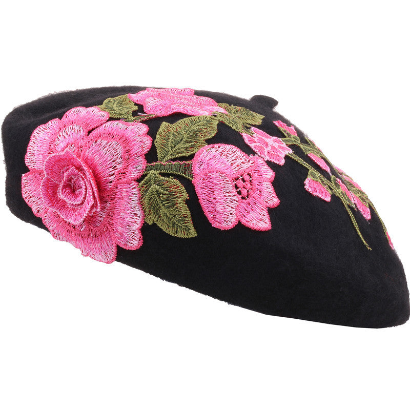 Ethnic Temperament Handmade Sticky Flower Beret