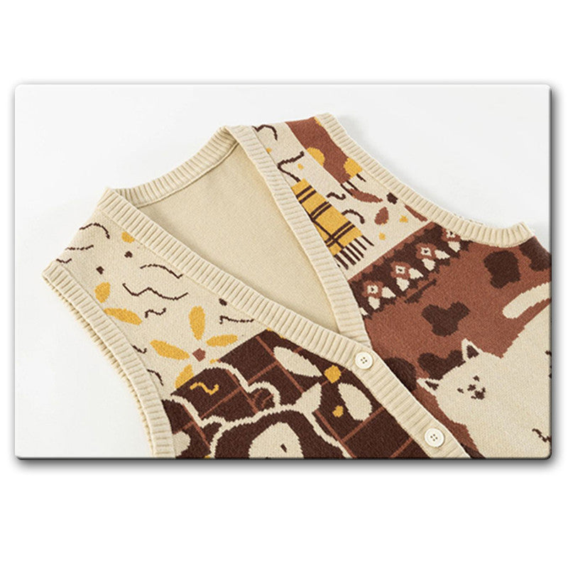 Lovely Knit Waistcoat Loose Languid Lazy Wind