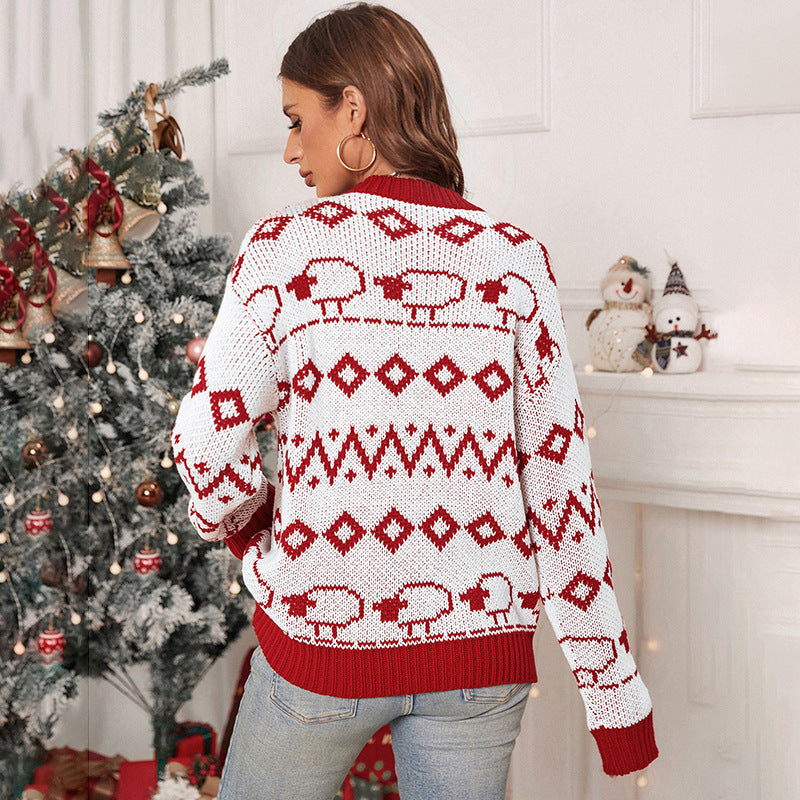 Langærmet Rundhalset Strikket Julesweater