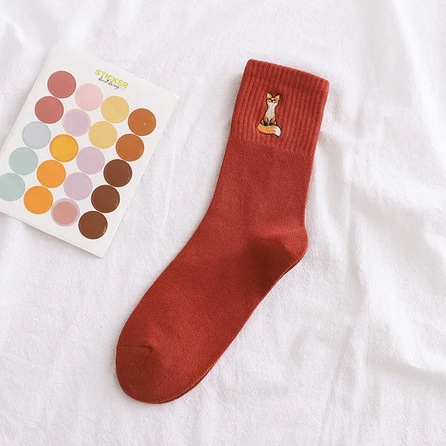 Women's Fashion Thin Embroidery Silk Socks