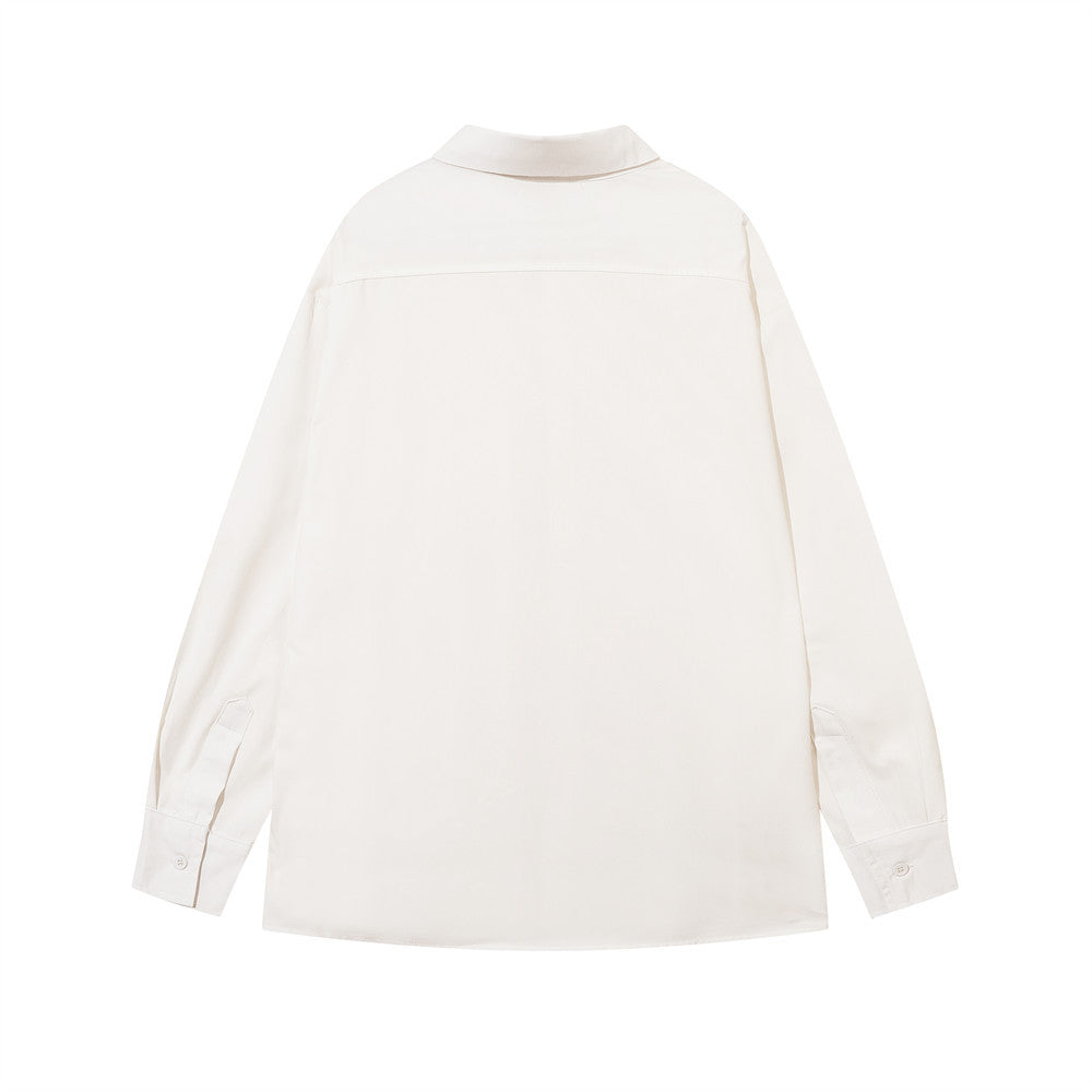 Casual Solid Color American Street Fashion Workwear Loose Lapels Shirt