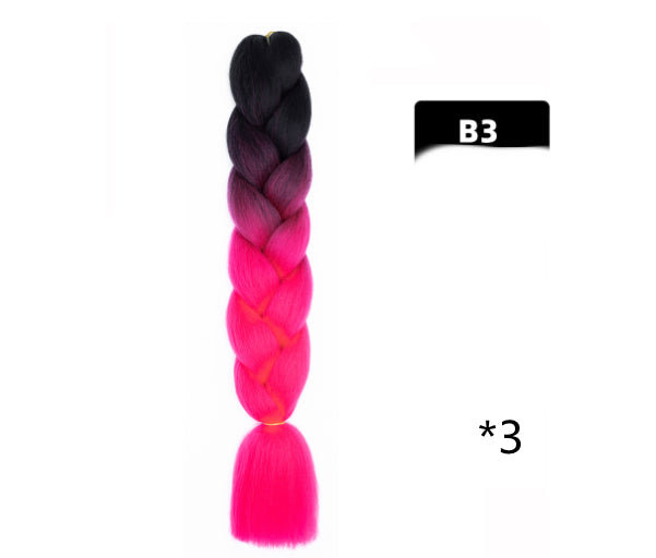 Color Big Braid African Chemical Fiber High Temperature Silk Wig Gradient