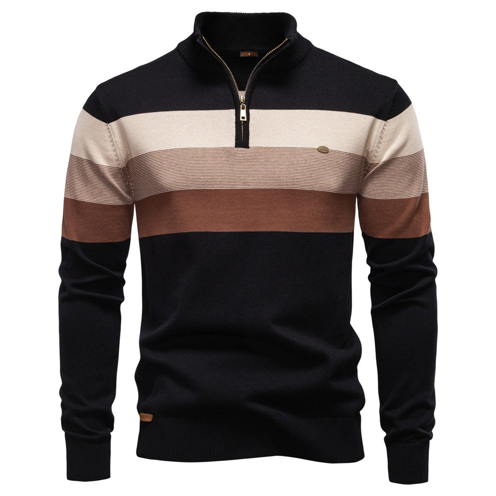 Europe And America's New Men's Chest Stand Collar Sweater