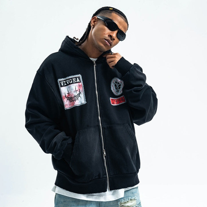 Fleece-lined Double Zipper Sweater Men's And Women's Winter Coat