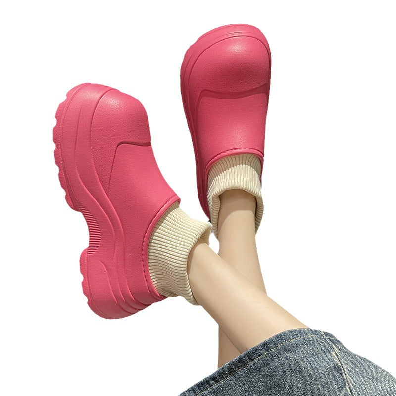 Korean Warm Cotton Slippers Bag Heel