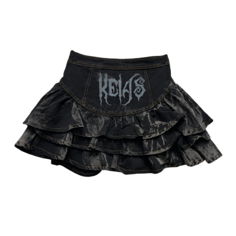Fashionable Dark Cake Denim Short Skirt