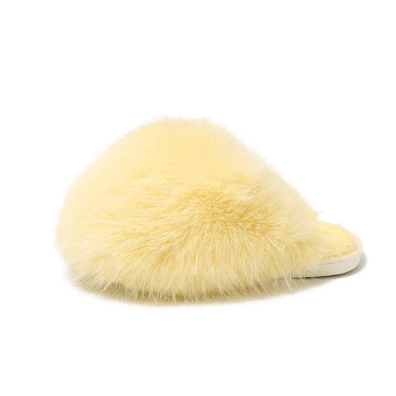 Kvinde Plus-size Ensfarvede Fluffy Store Pelsede Hjemmesko