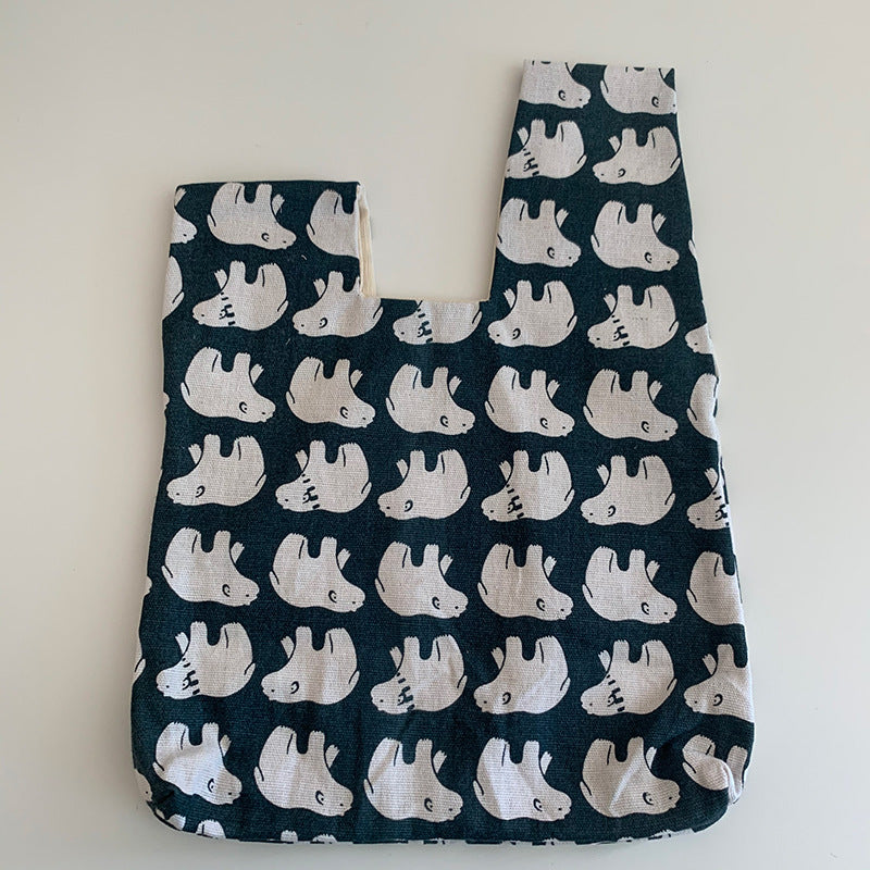 Japanese Style Multi-color Printed Linen Wrist Bag
