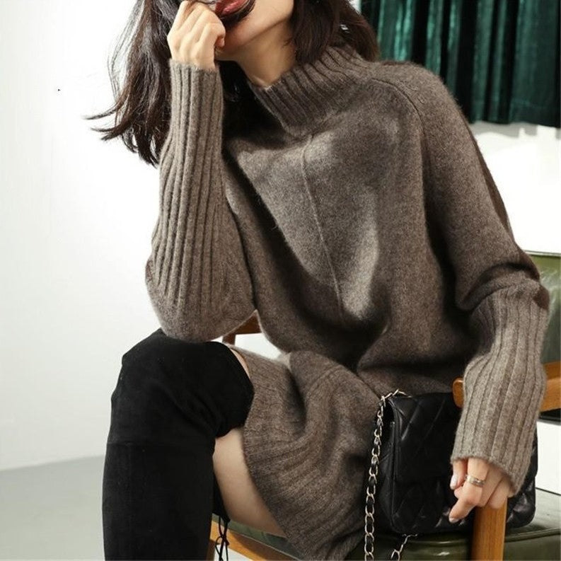 Women's Autumn Half Turtleneck Color-matching Dress Sweater