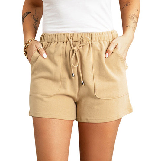 Women's High Waist Straight Drawstring Loose Casual Shorts