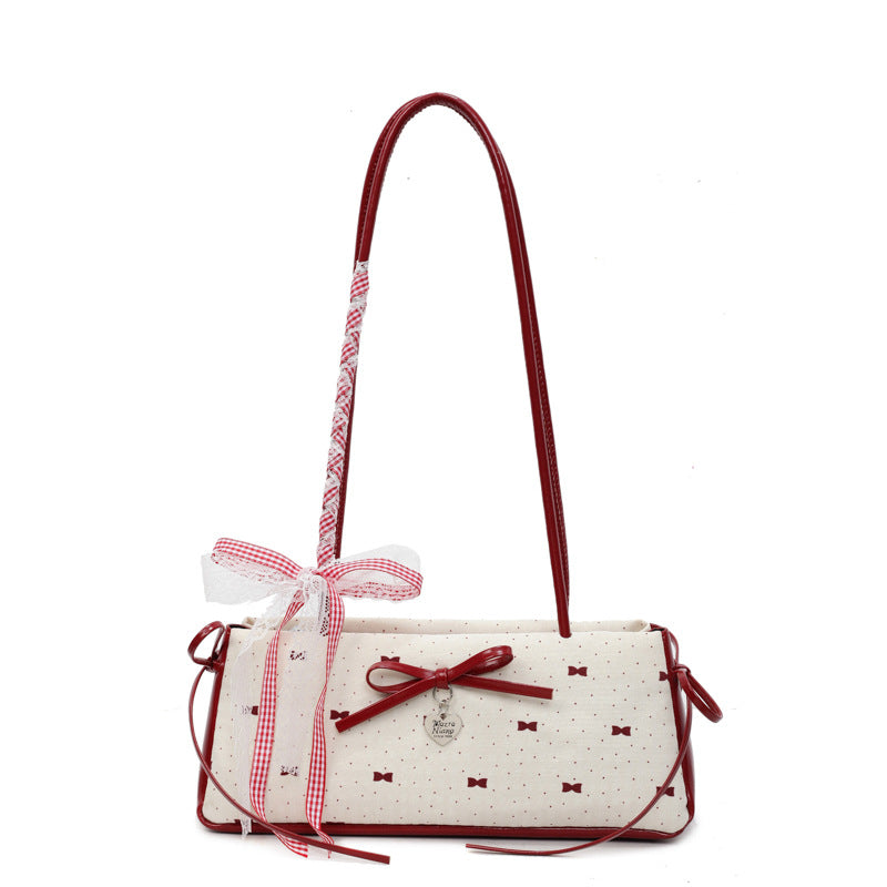 Fashion Bowknot Underarm Bag Women's Simple Shoulder Handbag