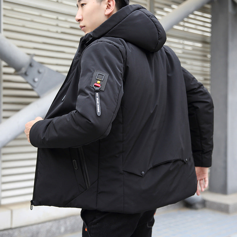 Men's Cotton-padded Hooded Slim Coat Plus Size