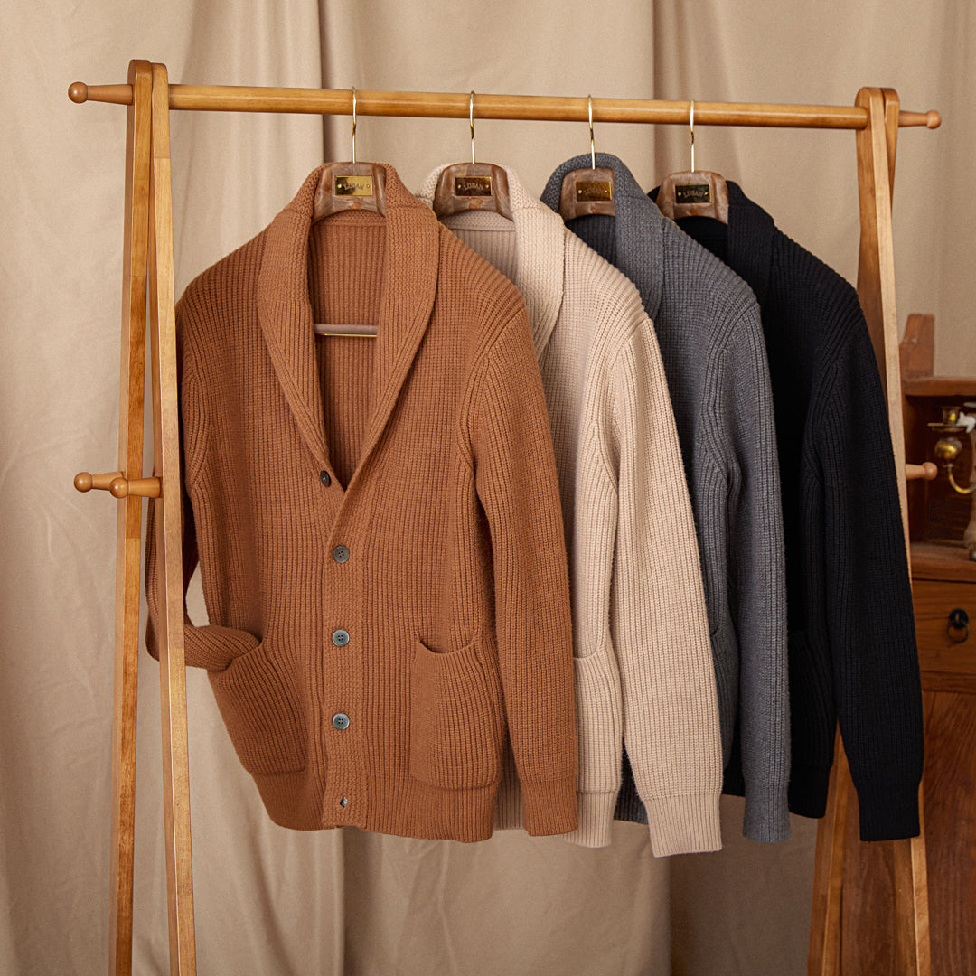 Green Collar Long-sleeved Knitted Cardigan Casual Retro Warm Jacket
