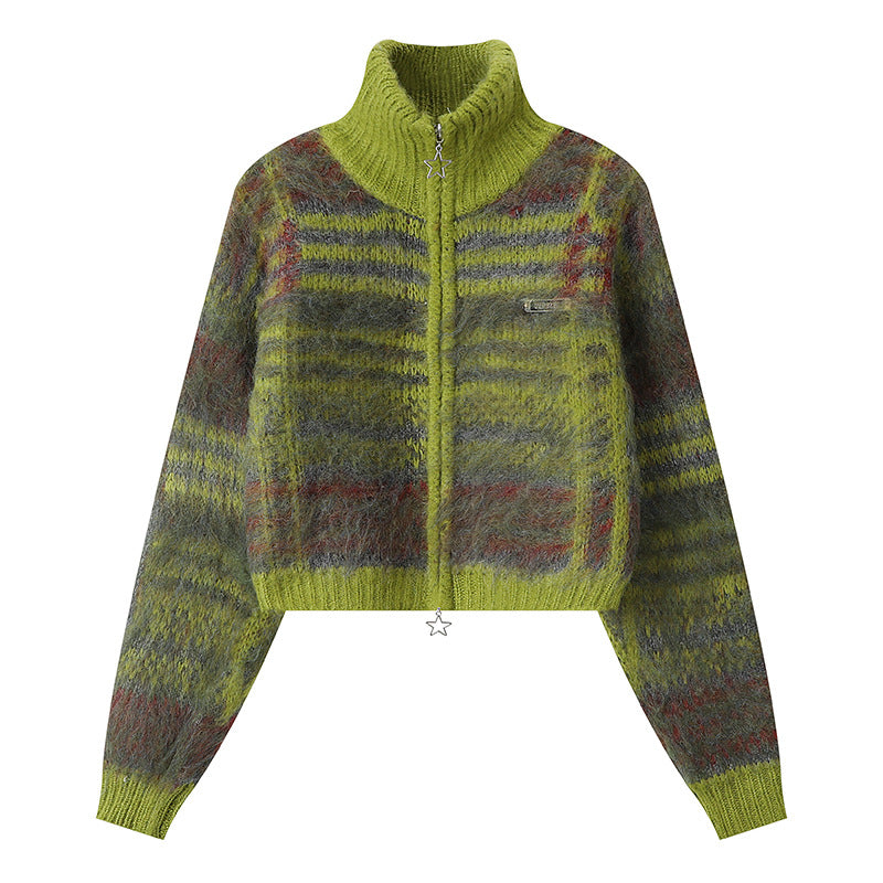 Retro Contrast Color Atmosphere Sweater Women's Loose Short