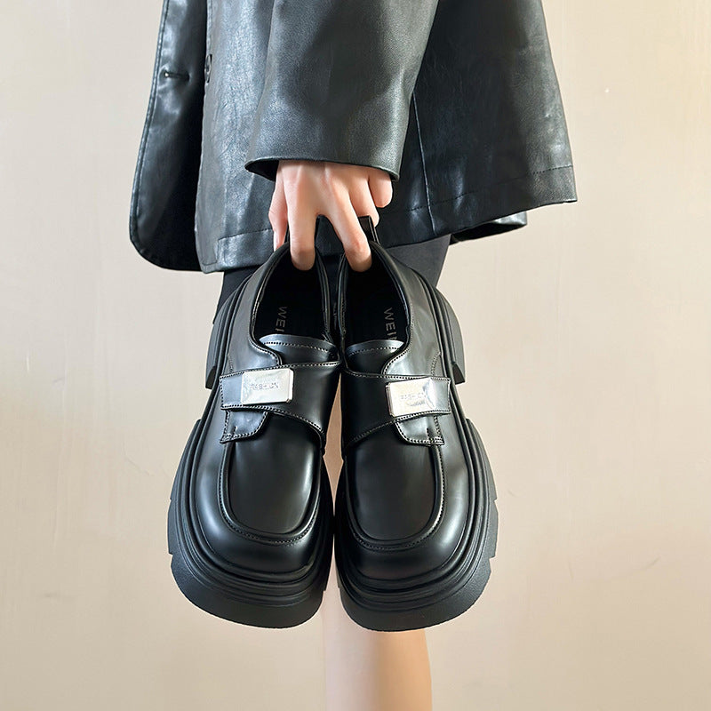 Fashion Metal Buckle Small Leather Shoes