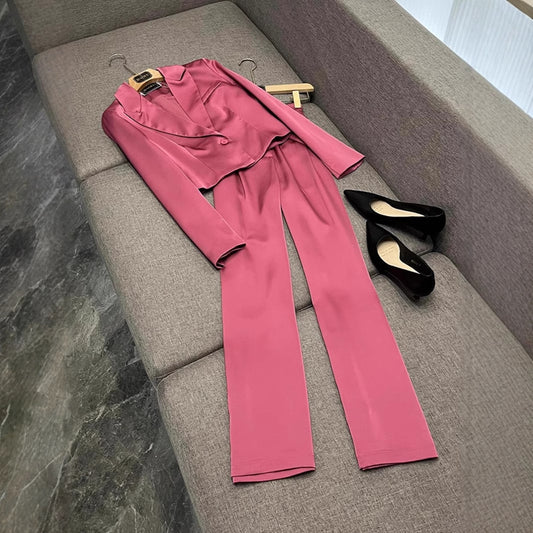 Womens Sophisticated, High-end Chanel-style Blazer And Pants Suit