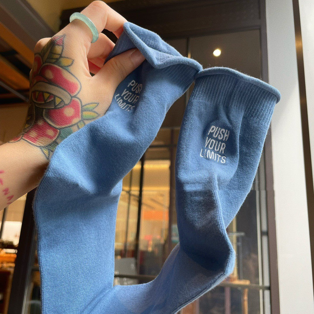 Women's Heel Letter Embroidery Curling Tube Socks