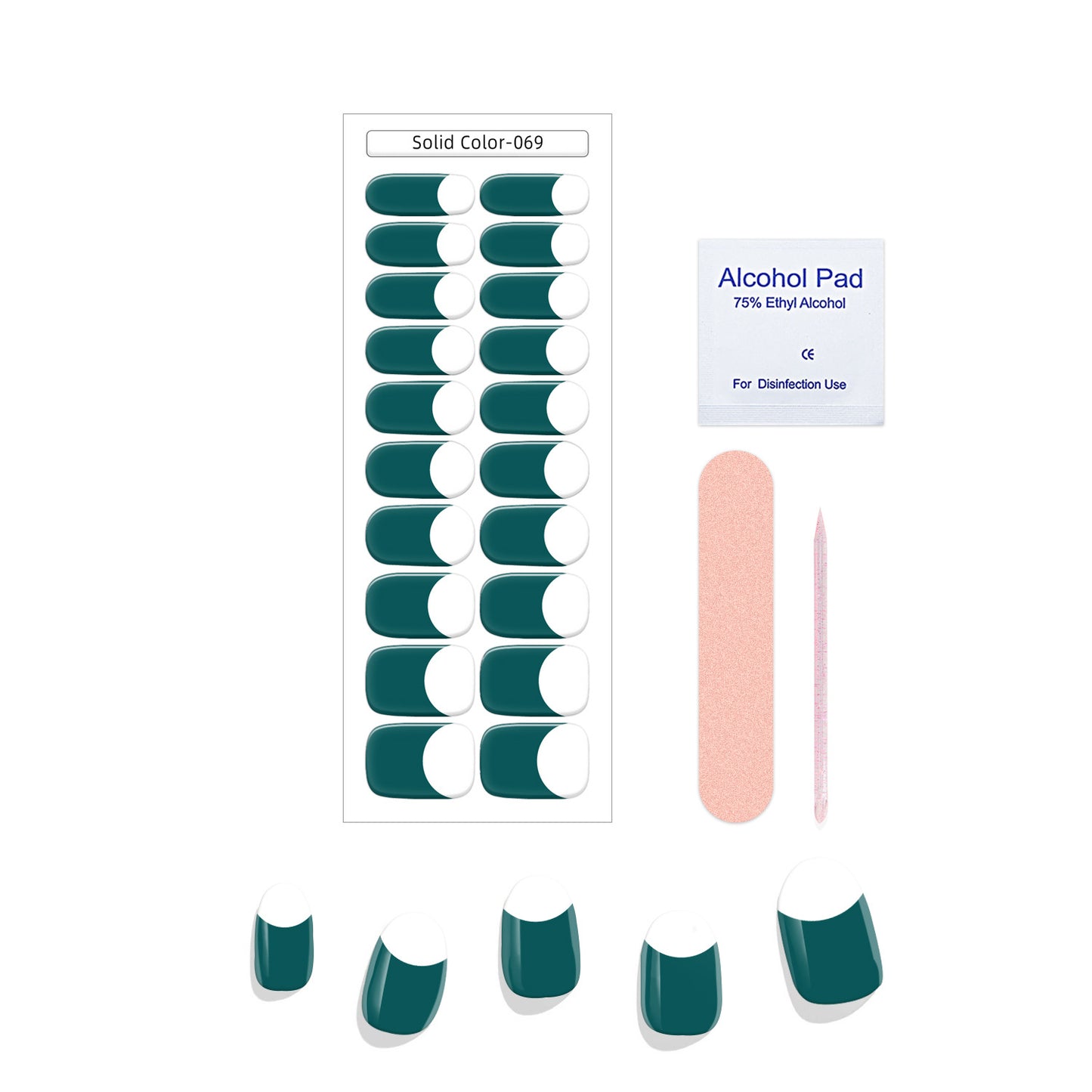 New French Solid Color Gel Waterproof Semi-baked Nail Stickers
