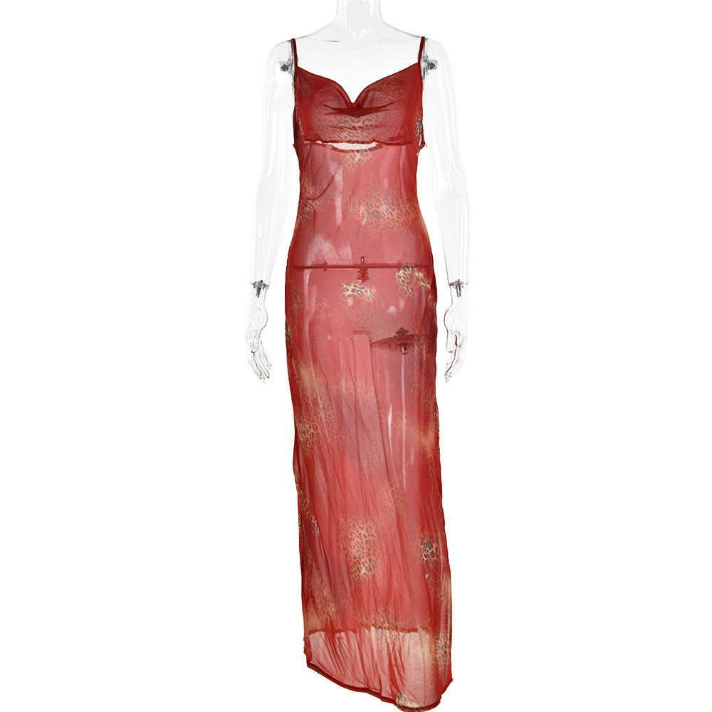 Women's Printed Polyester Strap Dress