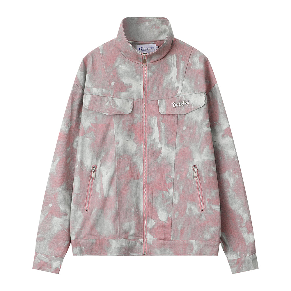 Tie-dye Camouflage Stand Collar Jacket Male And Female Couples Wear High Street